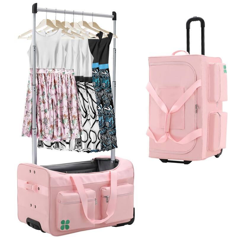 DoCred Suitcase Sets with Garment Rack and Wheel, Dance Bag - L - All Pink