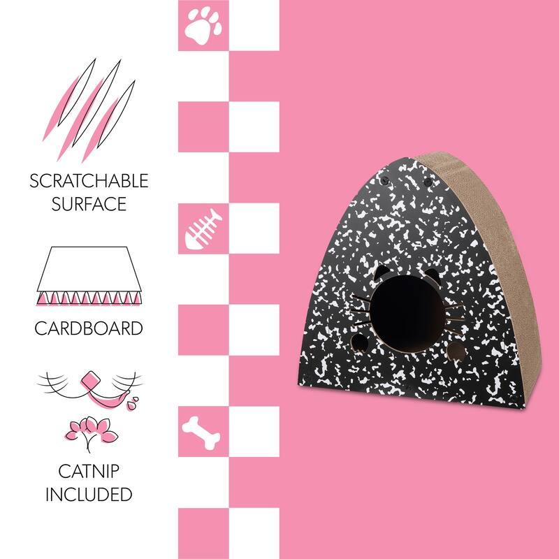 Koko 19" Cardboard Triangle Cat Cave Scratcher with Catnip