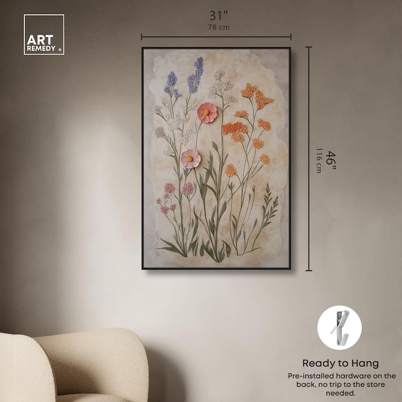 Sculpted Flora Frieze I Canvas by Art Remedy