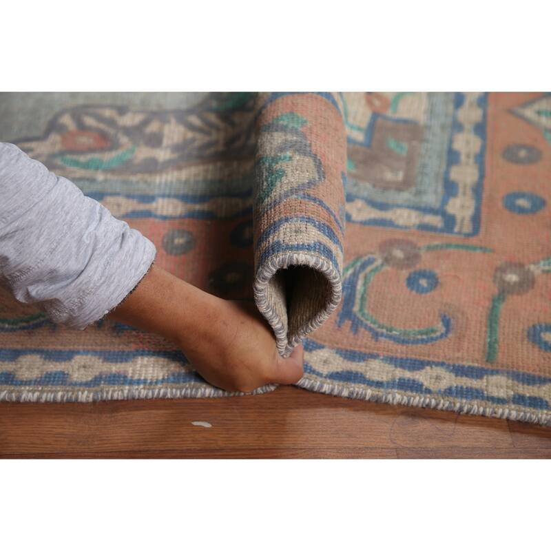Hand Knotted Oriental 100% Wool Carpet Traditional Medallion Greys & Charcoal Tabriz Area Rug - 9' 6'' X 6' 9''