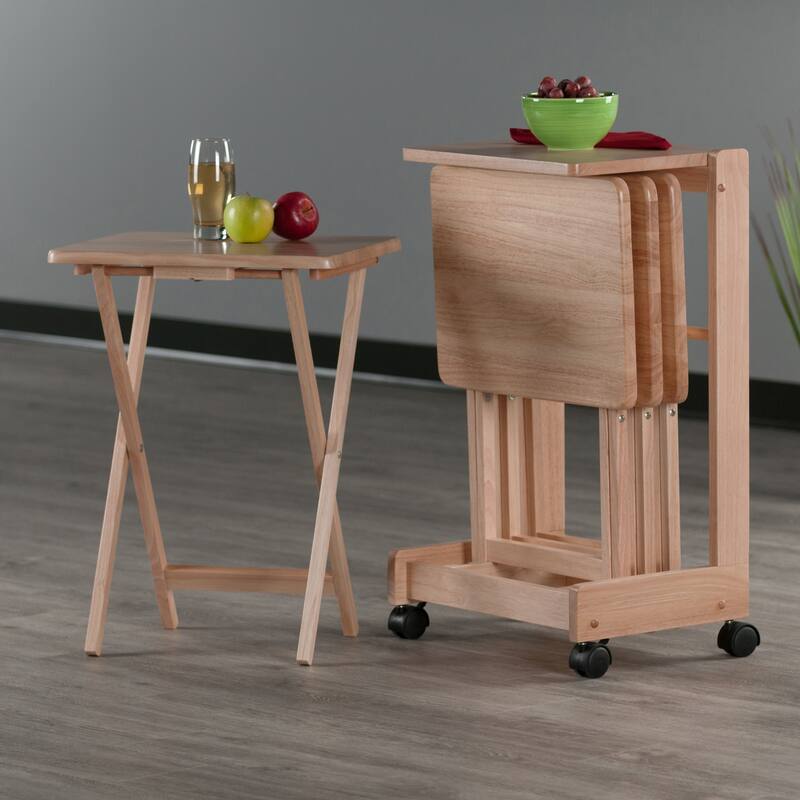 Brienda 5-Pc Snack Table Set, Flip Top - 19.13 x 14.17 x 32.2 inches