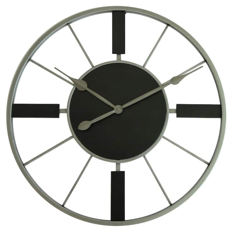 Wrought Iron Gallery Wall Clock - 32" - Black and Silver