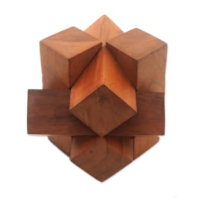 Novica Handmade Magical Blocks Teak Wood Puzzle