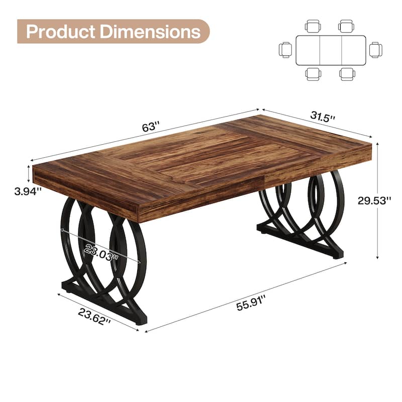63-Inch Dining Table for 4-6