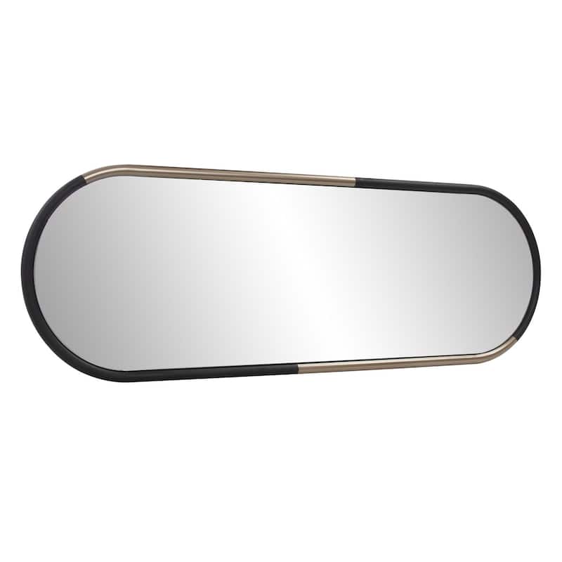 Allan Andrews Handcrafted Black & Brass Metal Framed Capsule Mirror - 54"H x 18"W