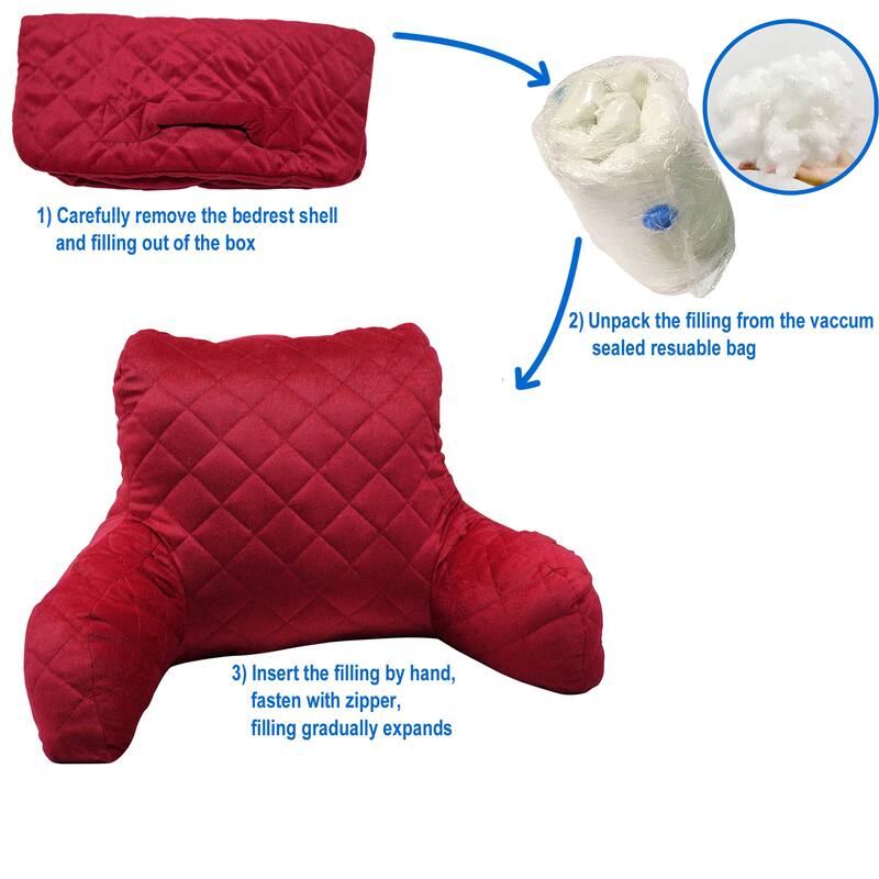Velvet Do-It-Yourself Bedrest Reading Pillow Cover and Filling