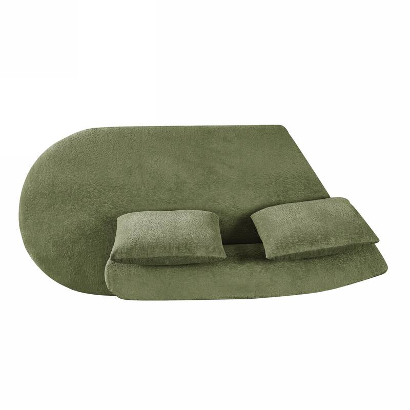 116" Pearl Upholstery Curved Sectional Sofa with Chaise Lounge, High-Density Compressed Sponge Design