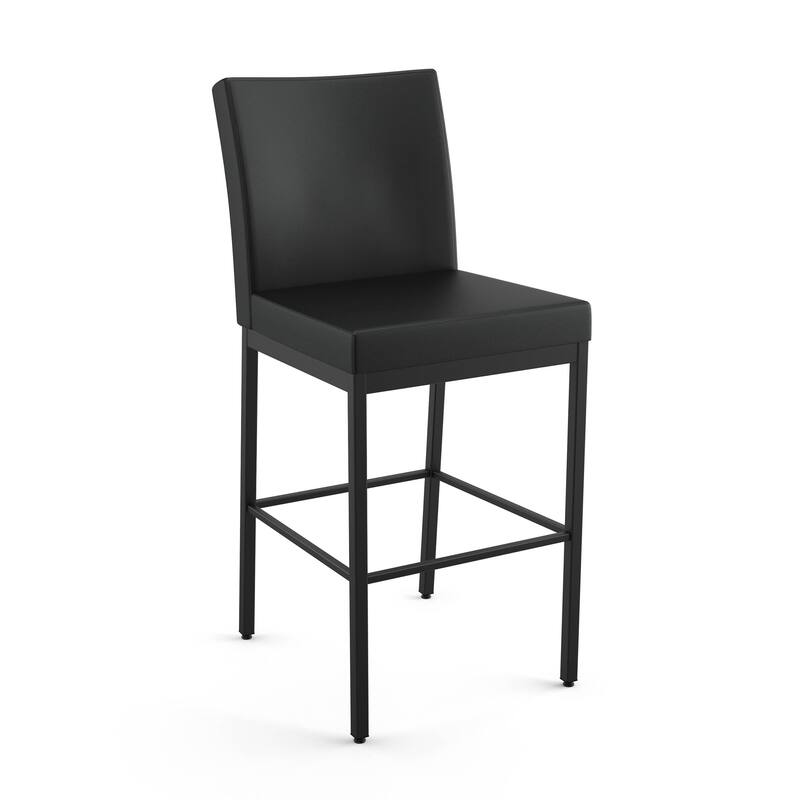 Amisco Perry Plus Counter and Bar Stool - Charcoal Black Faux Leather / Black Metal - Counter Height