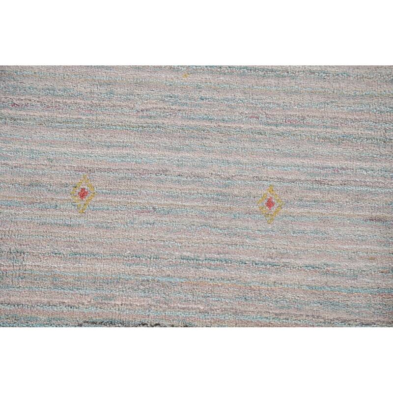 Beige Tribal Gabbeh Area Rug Hand-Knotted Wool Carpet - 8'9"x 11'8"