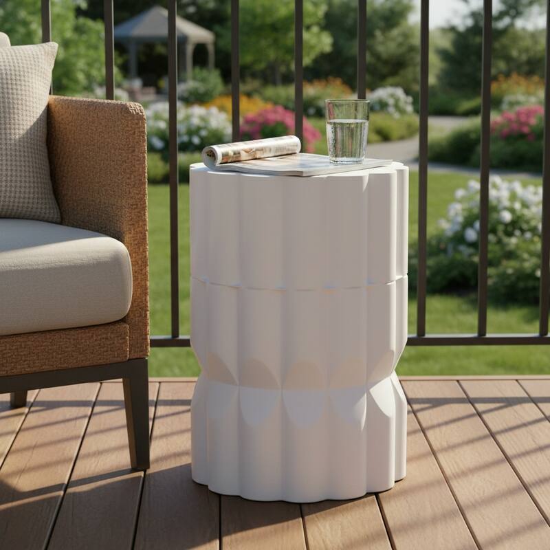 Christopher Knight Home - Modern Handmade 13" Lightweight MgO Geometric Accent Side Table for Indoor and Outdoor Use