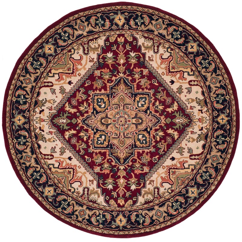 SAFAVIEH Handmade Heritage Carrol Traditional Oriental Wool Rug - 10' Round - Red - Round