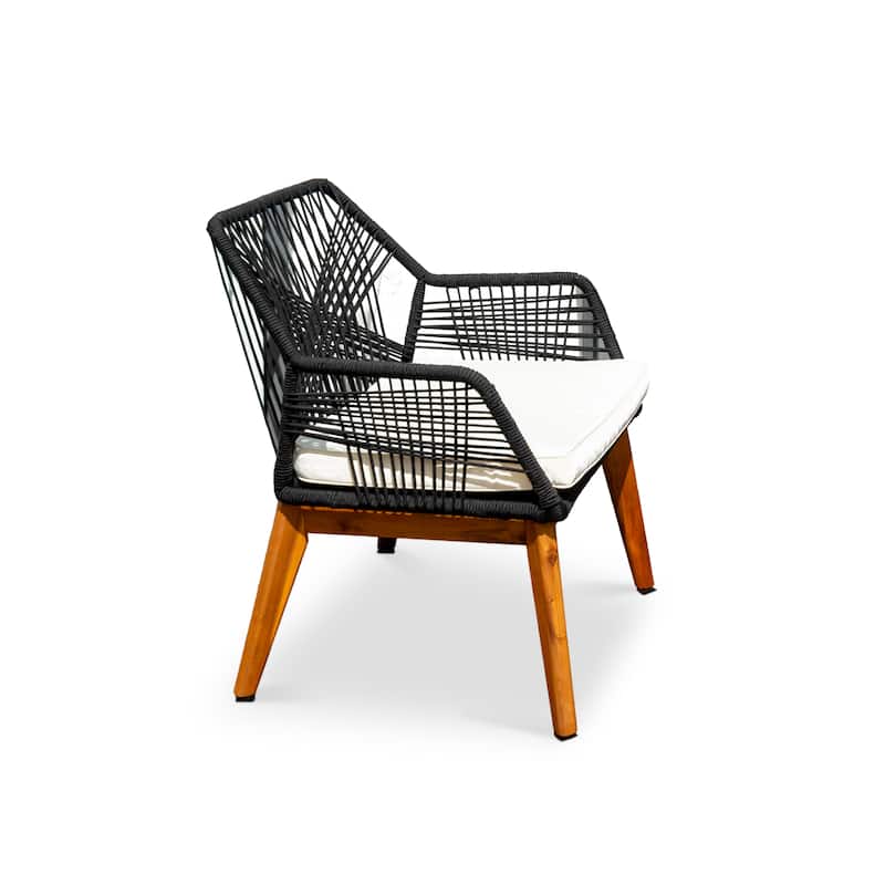 Modern Lucena 3-Piece Solid Wood & Mosaic, Weather-Resistant Patio Set