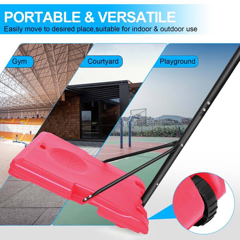 Portable Basketball Goal System with Stable Base and Wheels