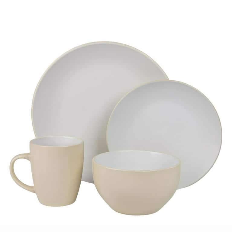 16-Piece Two Tone Coupe Dinnerware Set - Tan