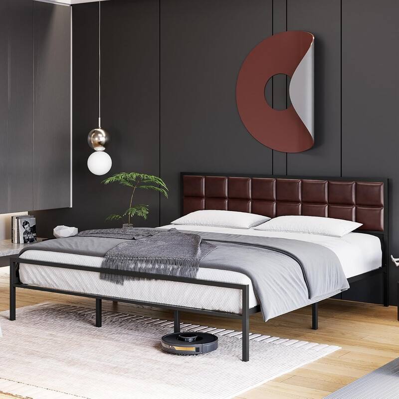 Metal Platform Bed Frame with Headboard & Footboard, 10.8'' Storage, No Box Spring Needed