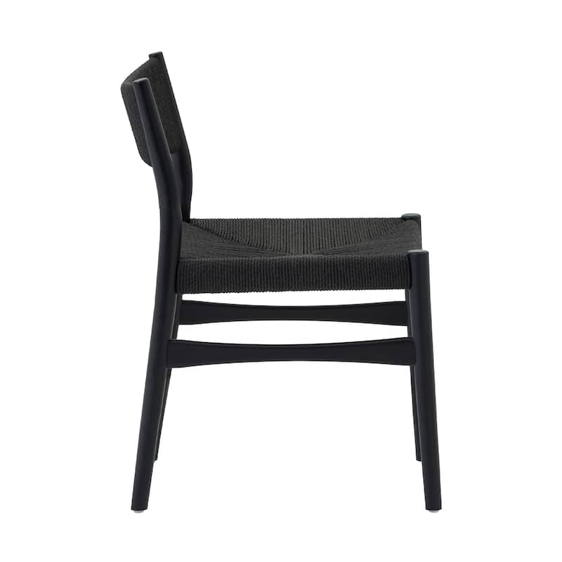 Erie Woven Paper Cord and Solid Wood Dining Chairs - Set of 2