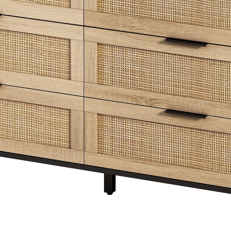 Modern 6-Drawers Rattan Storage Cabinet Rattan Drawer