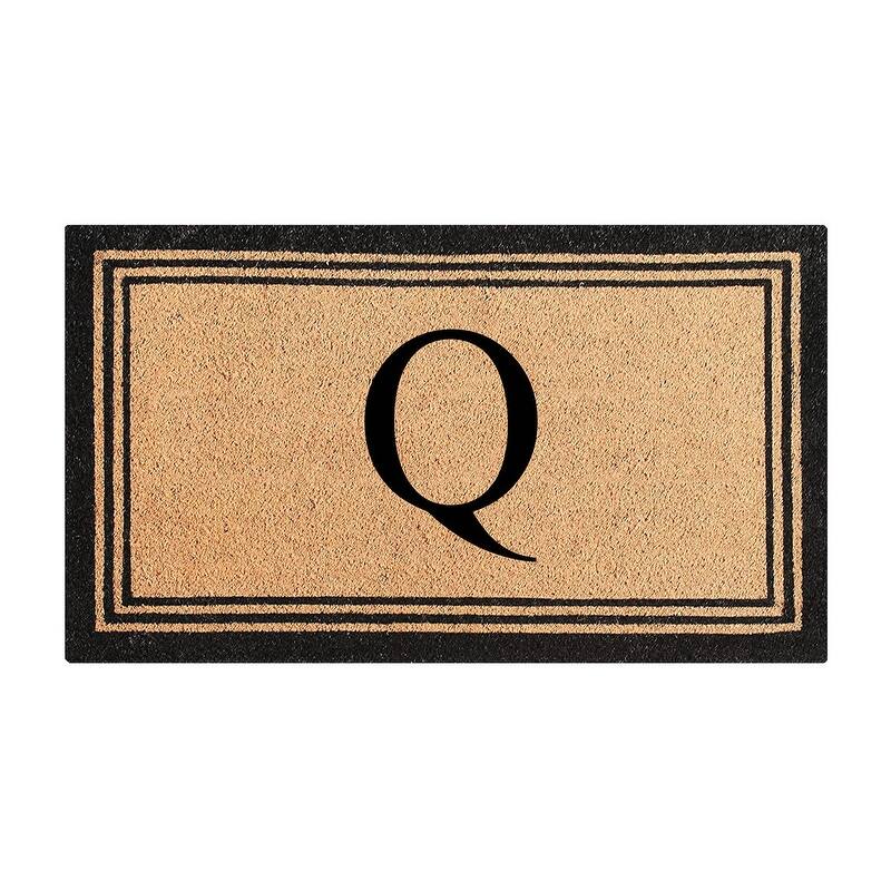 A1HC Natural Coir Monogrammed Heavy Duty PVC Backing Doormat - 18" X 30" - Monogrammed Q