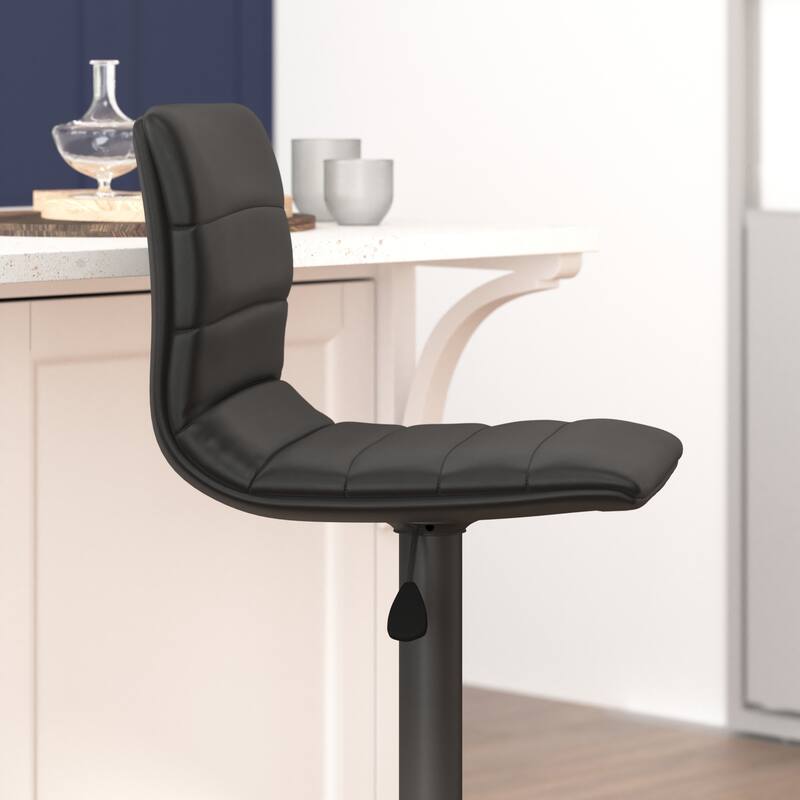 Modern Vinyl Stitch Back Adjustable Height Barstool - 16"W x 19"D x 35" - 44"H