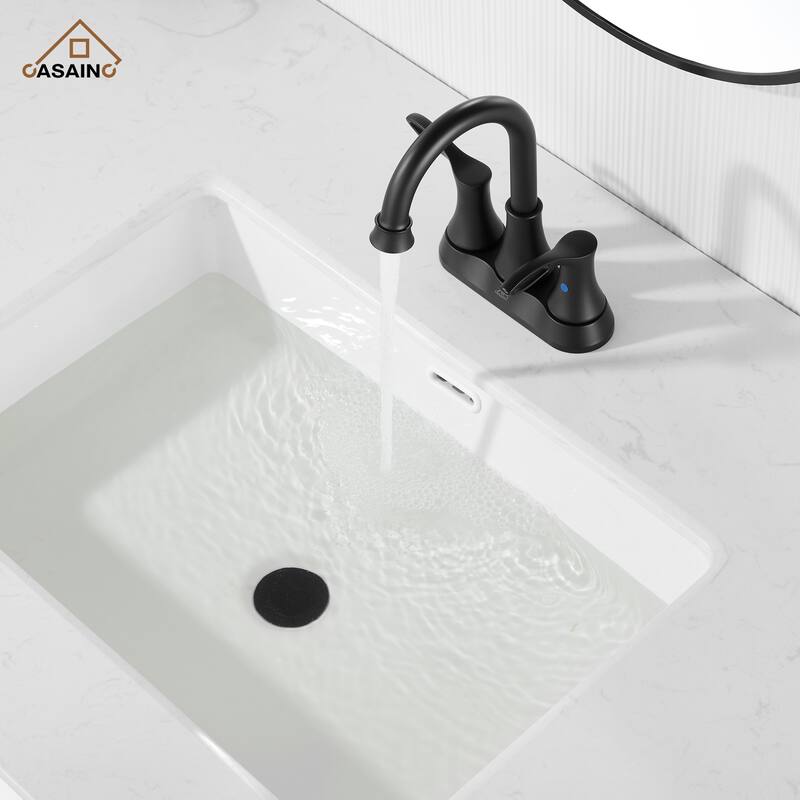 4 in. Centerset Double Handle Bathroom Faucet with Drain Kit Included