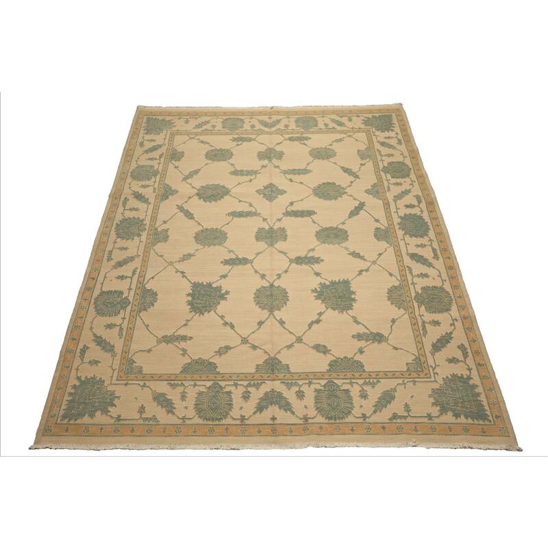 7'10''x9'10'' Hand Knotted Flatweave Wool Ivory Nourison Nourmak Soumak Rug - 7' 10'' x 9' 10''