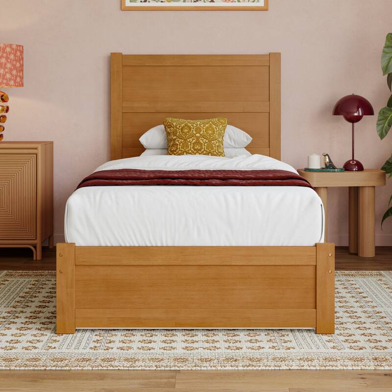 Aveline Wood Platform Bed with Matching Footboard & Trundle