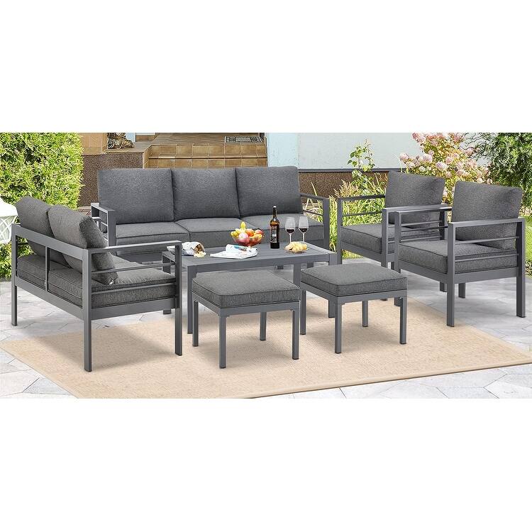 AECOJOY 7 Pieces Aluminum Patio Furniture Set Outdoor Conversation Set