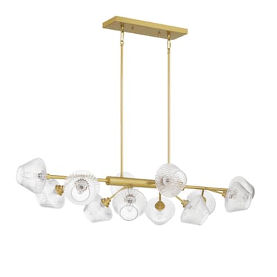 Modern 12-light Gold Linear Sputnik Chandelier with Art Glass - 49