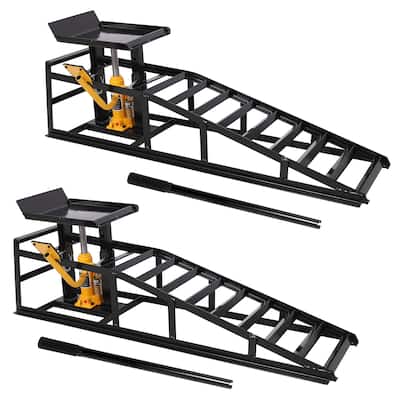 Auto Car Truck Service Ramps Lifts with Pedal, Garage Car Lift Hydraulic Ramps 5 Ton,(2 Pack) black