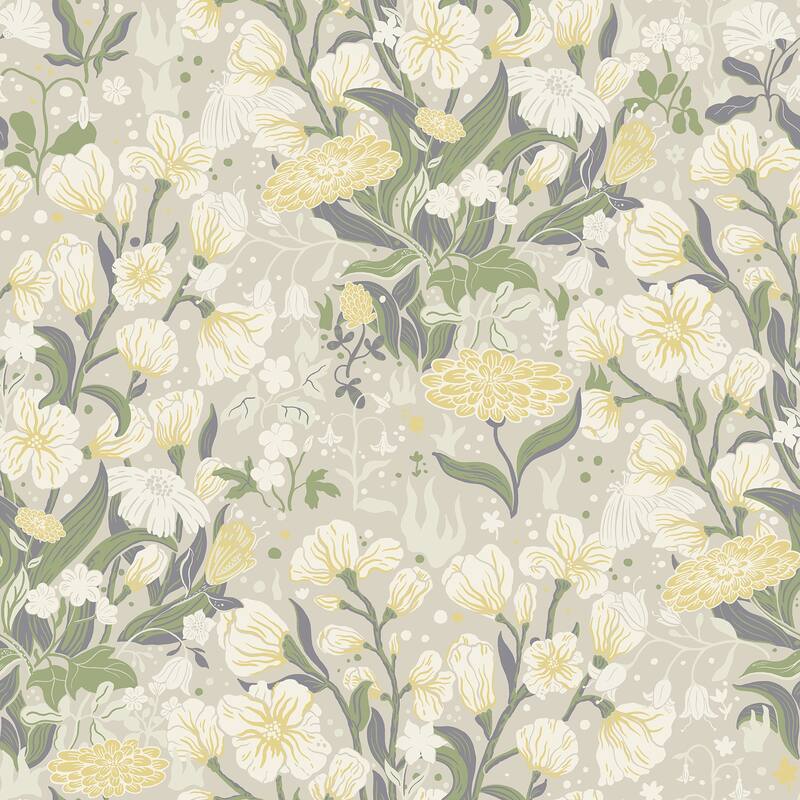 A-Street Prints Hava Yellow Meadow Flowers Wallpaper