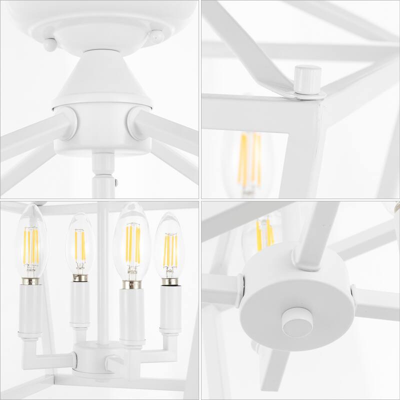 Milton Mini Lantern 4-Light Iron Modern Farmhouse LED Flush Mount, by JONATHAN Y