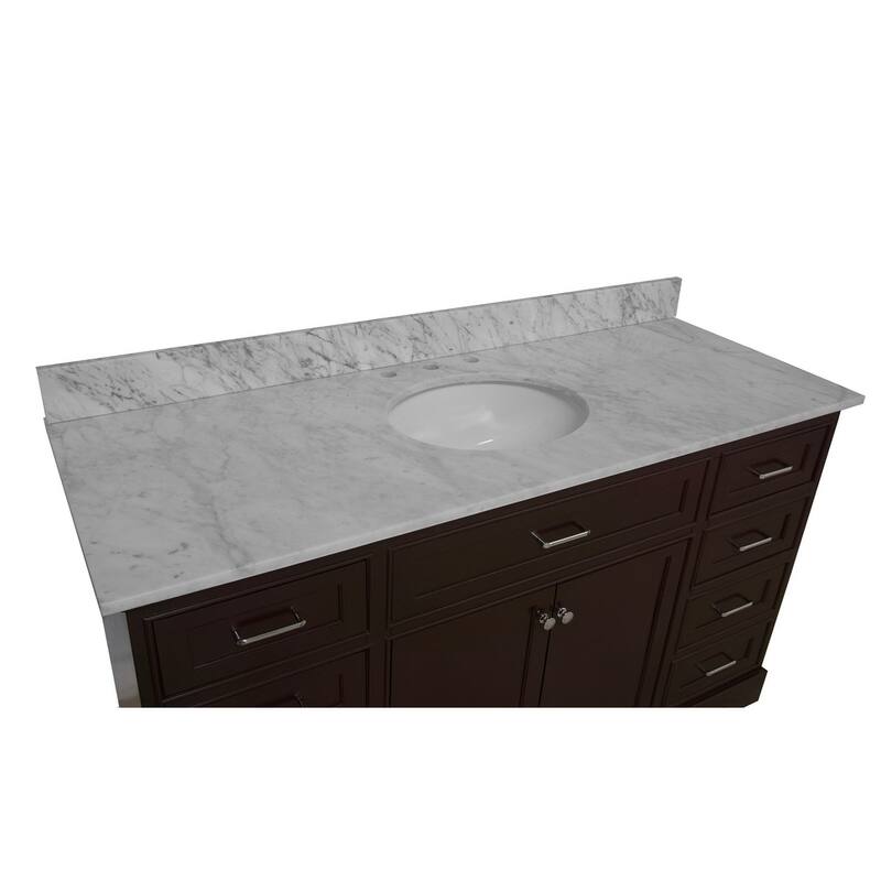 KitchenBathCollection Aria 60" Single Bathroom Vanity with Carrara Marble Top