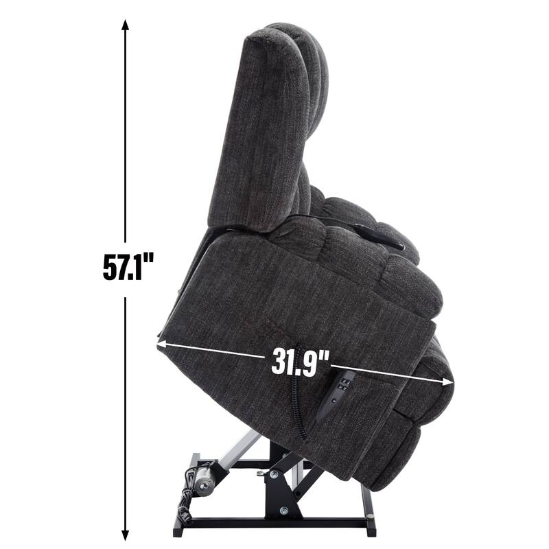 Blue Dual Motor Power Lift Recliner with Heat, Massage, and Lumbar Support