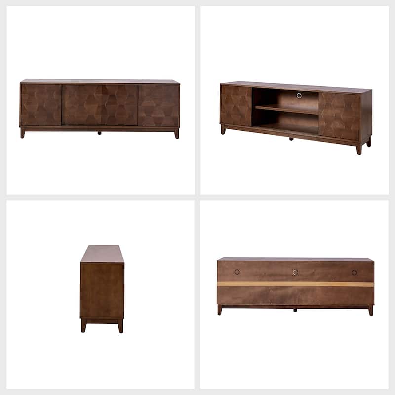 August Modern Media Console TV Stand with 2 Drawers and Sliding Doors for TVs up to 78" by HULALA HOME