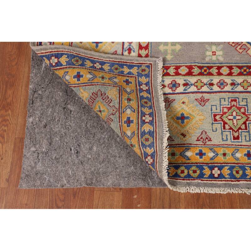 Gray Kazak Area Rug Handmade Wool Carpet - 8'1" x 12'4"