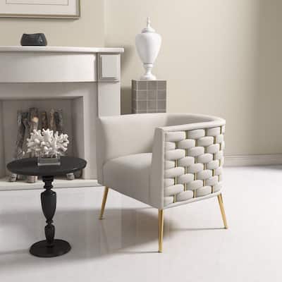 SEYNAR Mid-Century Modern Velvet Round Accent Chair for Living Room
