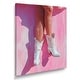 preview thumbnail 2 of 3, Designart "Cowgirl Sitting On A Wall In NashVIlle" Cowgirls Canvas Wall Art - Modern Wall Decor Art Pink Wall Art Print