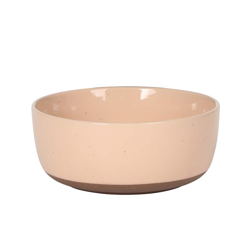 Gibson Elite Northrock Stoneware Dinnerware Set, 16-Piece Service for 4 - Plates & Bowls with Hand-Painted Terracotta Base