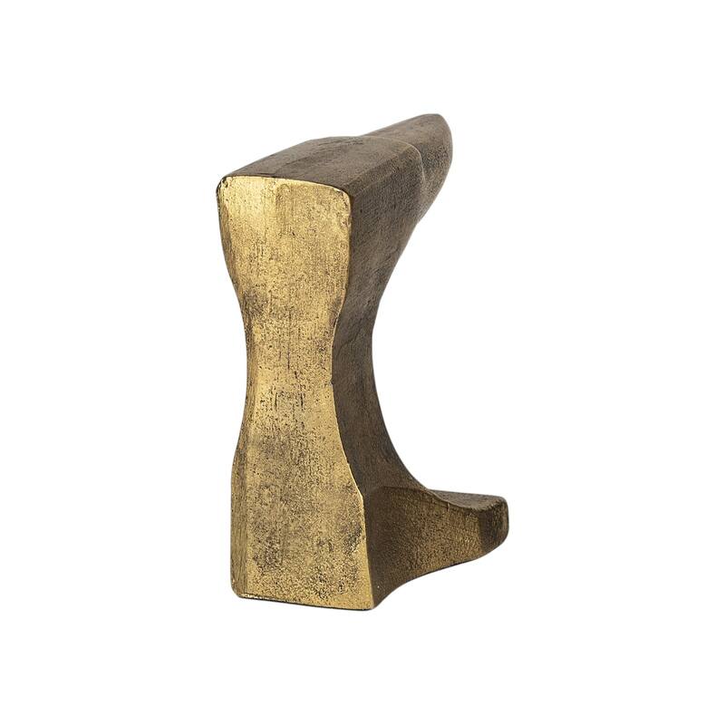 HomeRoots Set of Two 6" Gold Metal Decorative Bookends - 6.2992" H x 3.5433" W x 11.811" D