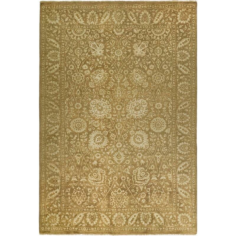 SAFAVIEH Couture Hand-knotted Heirloom Virgilia Traditional Oriental Wool Rug - 6' x 9' - Dark Beig/Ivory