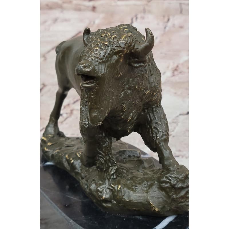 Western Bronze American Buffalo Bison Sculpture – Rustic Wildlife Decor
