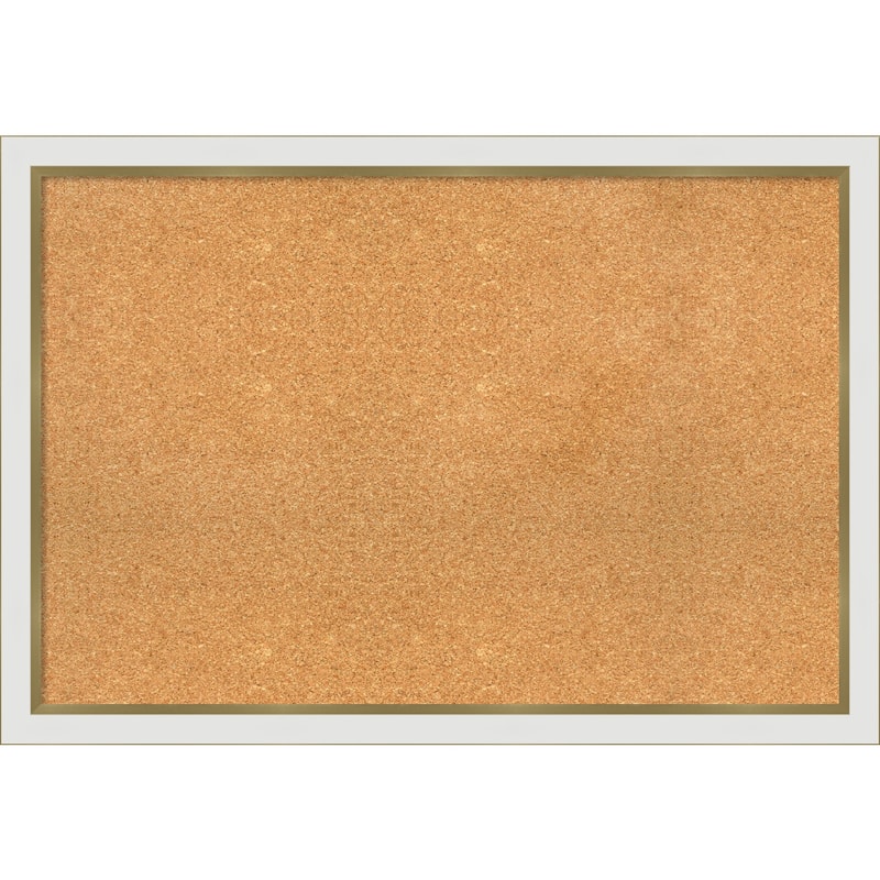 Eva Narrow Framed Cork Bulletin Memo Board - 39-Inch x 27-Inch - Eva White Gold Narrow