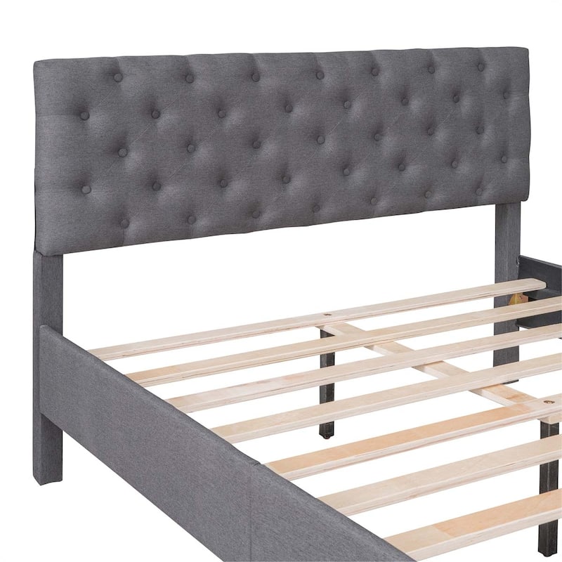 Upholstered Linen Platform Bed