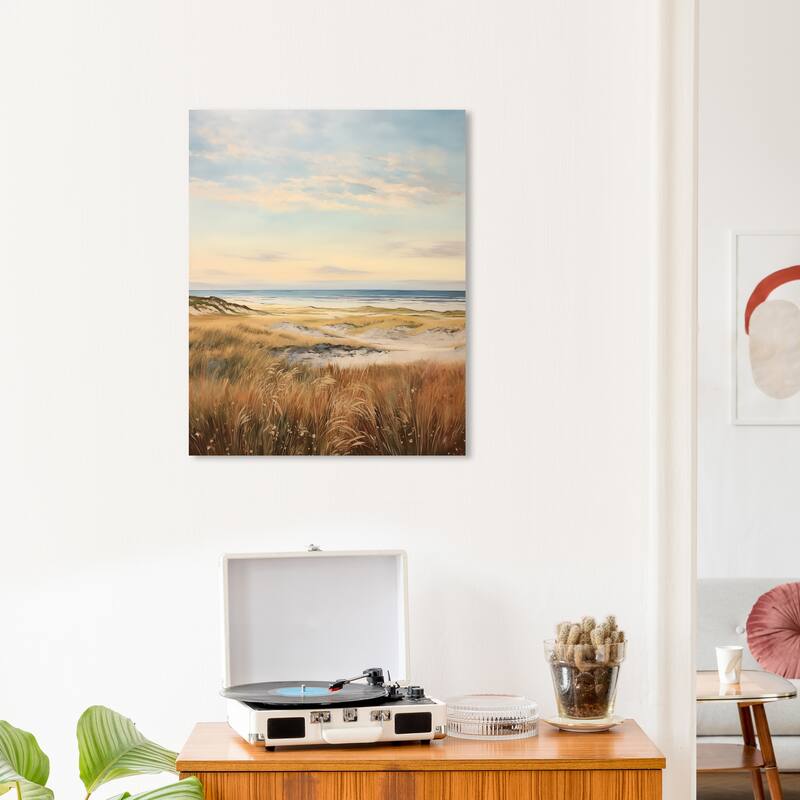 Wynwood Studio Canvas Nature and Landscape Theres the beach Brown and Ochre Nautical & Coastal Wall Art Canvas Print - 20 x 24