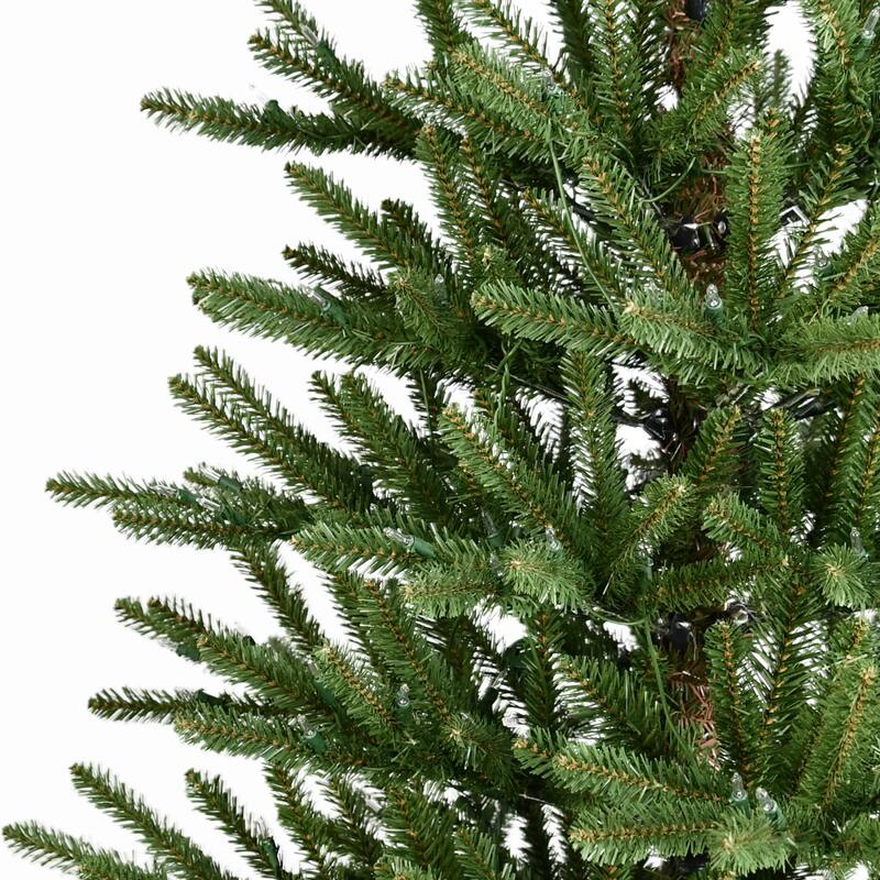Puleo International 7.5 ft. Pre-Lit Artificial Mountain View Spruce Tree with 450 Warm White LED Lights