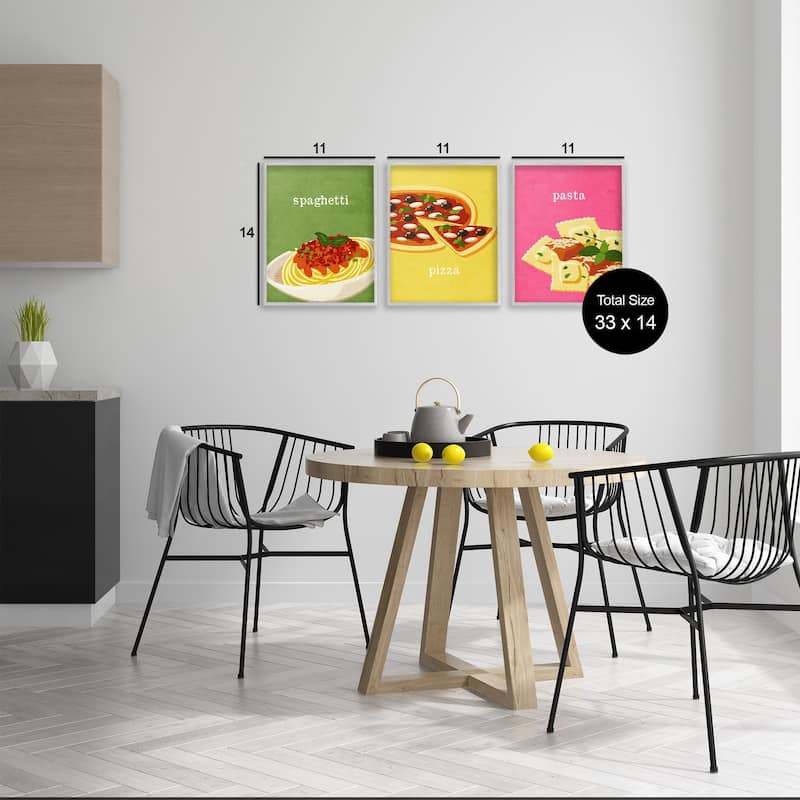 Stupell Italian Cuisine Meals Framed Giclee Art Design By Kim Allen (Set of 3)