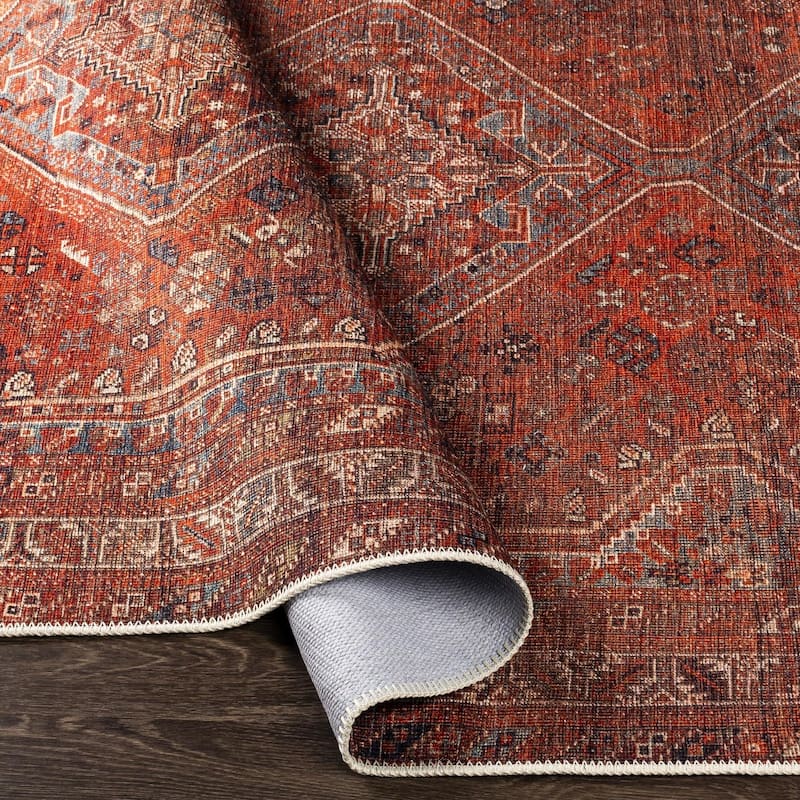 Livabliss Traditional Amelie Medallion Washable Area Rug