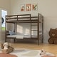 preview thumbnail 13 of 24, White/Espresso Wood Twin Over Twin Bunk Bed with Staircase Espresso