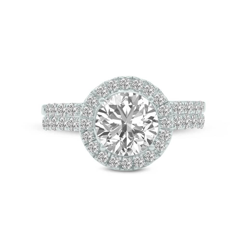 Marquee 6 1/2 Carat TW Round Cut Lab Grown Diamond Halo Bridal Set in 14Karat White Gold