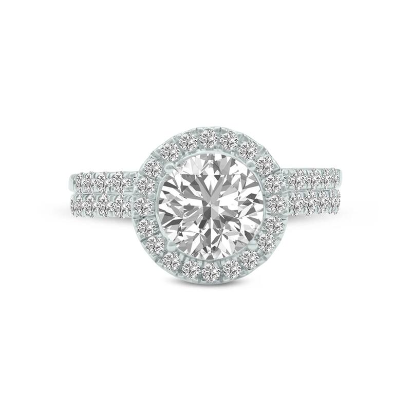 Marquee 6 1/2 Carat TW Round Cut Lab Grown Diamond Halo Bridal Set in 14Karat White Gold